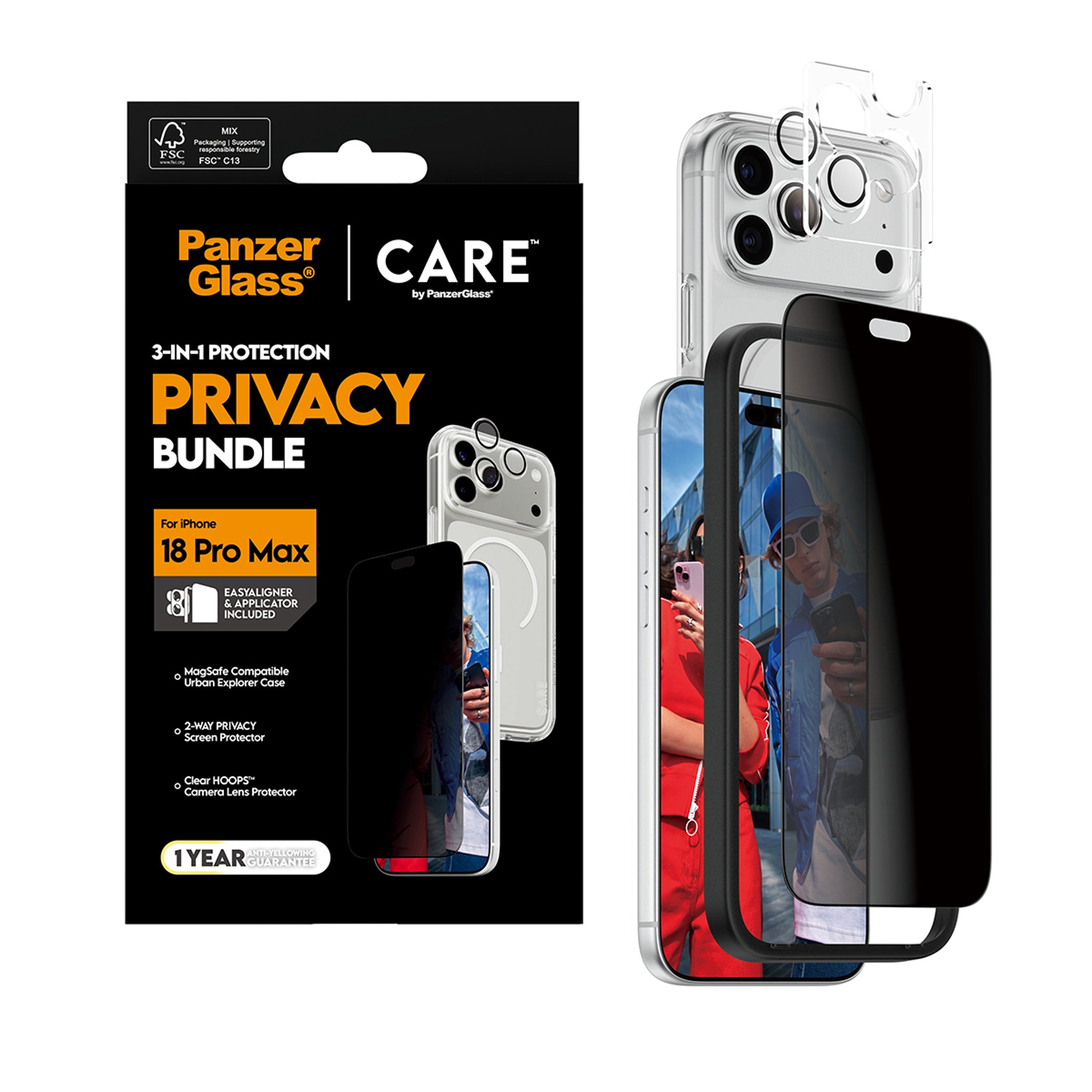 PanzerGlass® | CARE™ by PanzerGlass® Privacy Flagship 3-in-1 Set iPhone 18 Pro Max